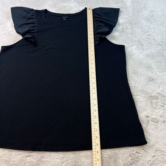 Torrid Top Flutter Sleeve Ruffle Ribbed Blouse Office Black Plus Size 4X - Picture 7 of 8